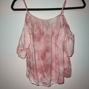 Pink Tie-Dye Off-Shoulder Top